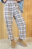 Rhona Plaid Brushed Cotton Kick Pant Pink